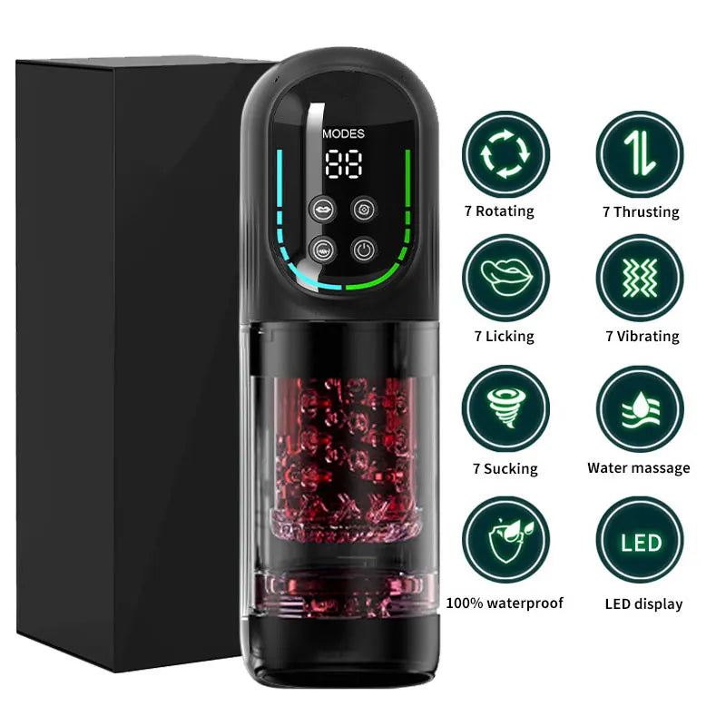 App-Controlled Sucking Rotating Licking Pocket Pussy with Ai Helper