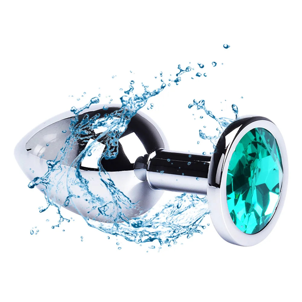 Metal Butt Plug With Colorful Crystal
