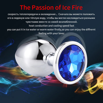 Metal Butt Plug With Colorful Crystal