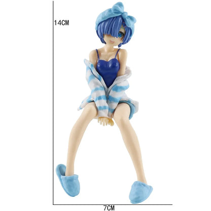 Rem & Ram Sitting Figure - Pajamas & Leopard Bikini Ver.