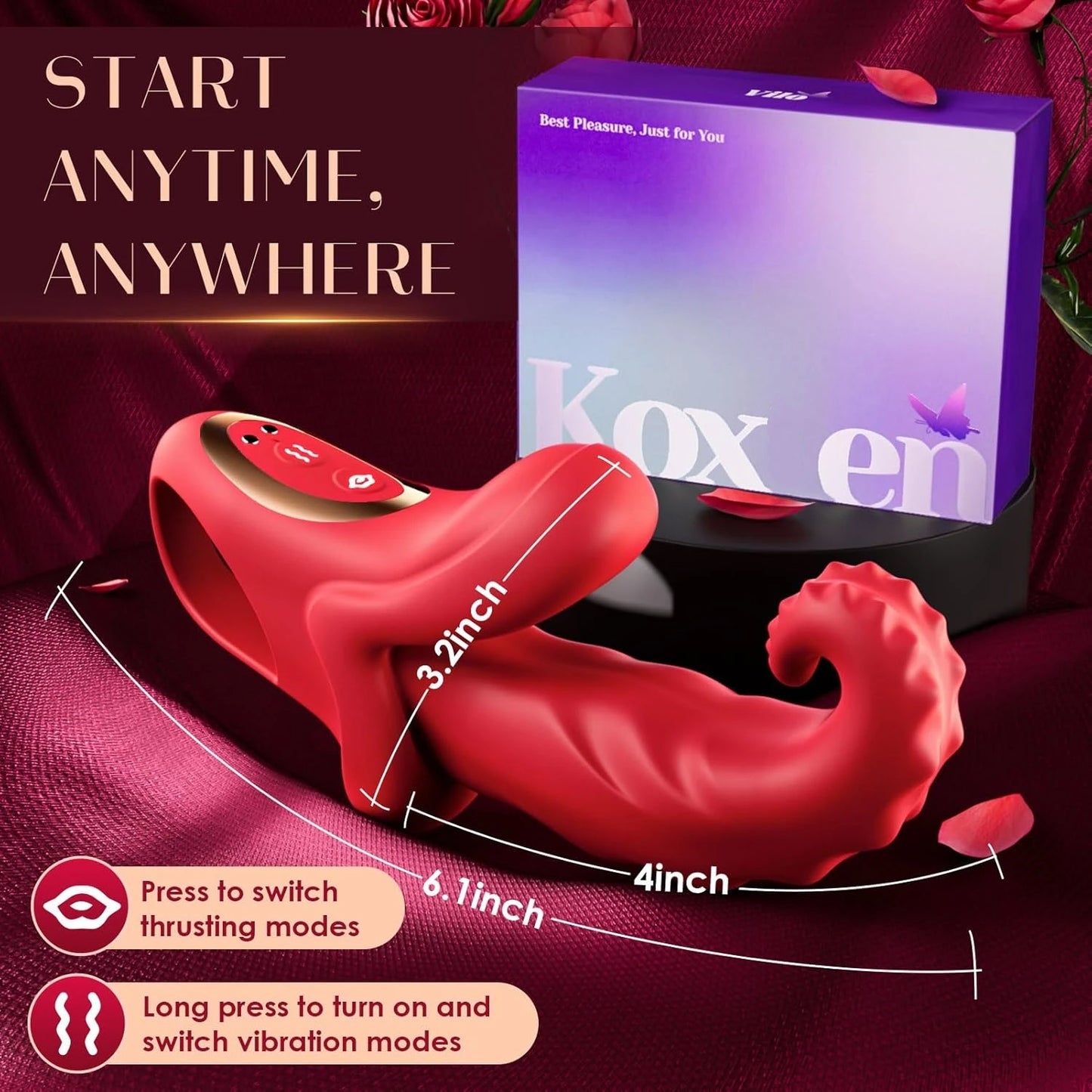 4-in-1 Thrusting & Licking Tongue Vibrator with App Control