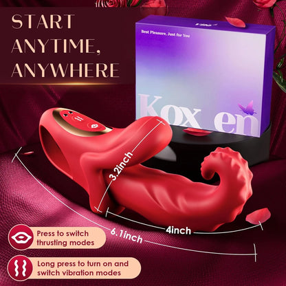 4-in-1 Thrusting & Licking Tongue Vibrator with App Control
