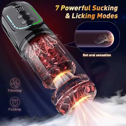 App-Controlled Sucking Rotating Licking Pocket Pussy with Ai Helper