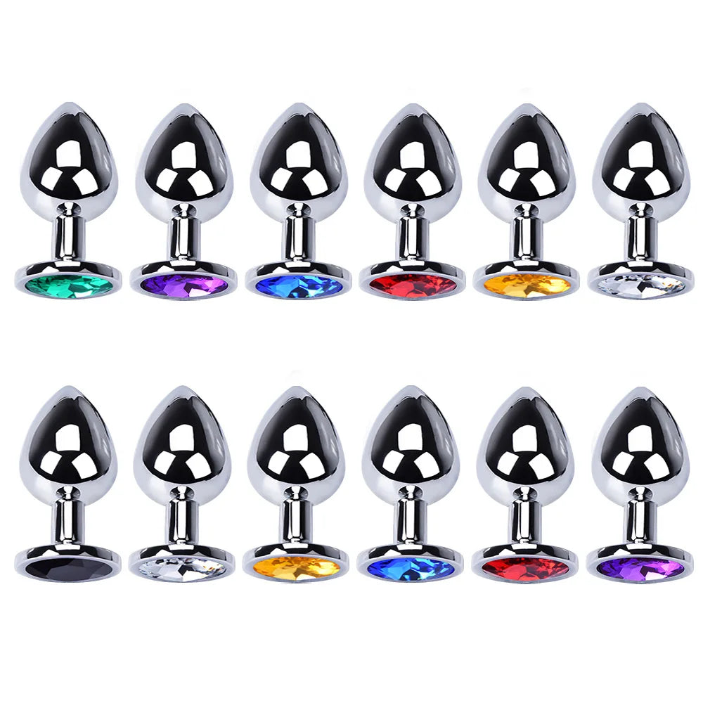 Metal Butt Plug With Colorful Crystal