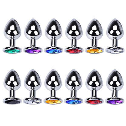 Metal Butt Plug With Colorful Crystal