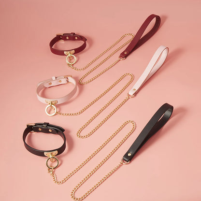 BDSM Collar with Chain Leash