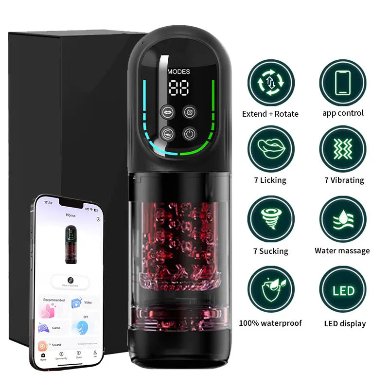 App-Controlled Sucking Rotating Licking Pocket Pussy with Ai Helper