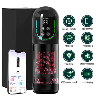 App-Controlled Sucking Rotating Licking Pocket Pussy with Ai Helper