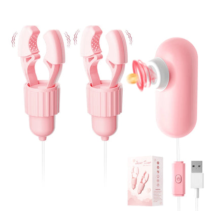 Vibrating Nipple Clamps with Sucking & Tongue Licking