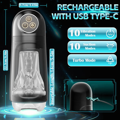 3-in-1 Automatic Male Masturbator with Suction & Vibration
