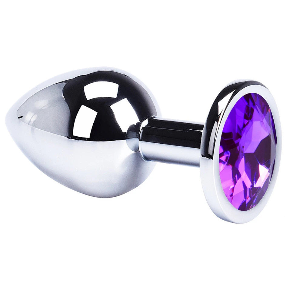 Metal Butt Plug With Colorful Crystal