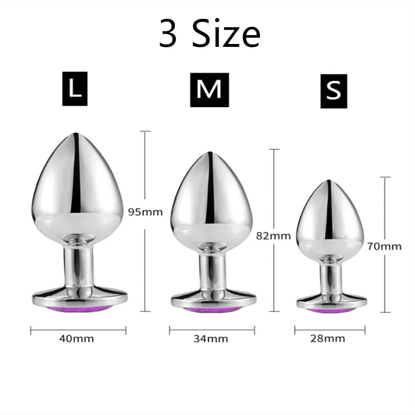Metal Butt Plug With Colorful Crystal