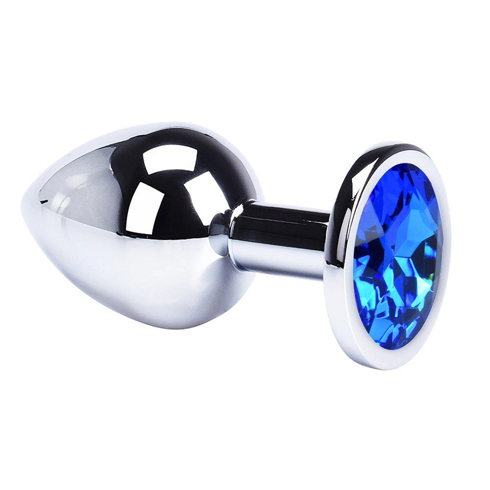 Metal Butt Plug With Colorful Crystal