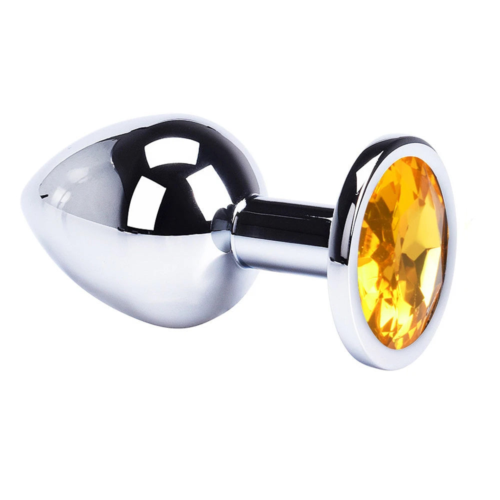 Metal Butt Plug With Colorful Crystal