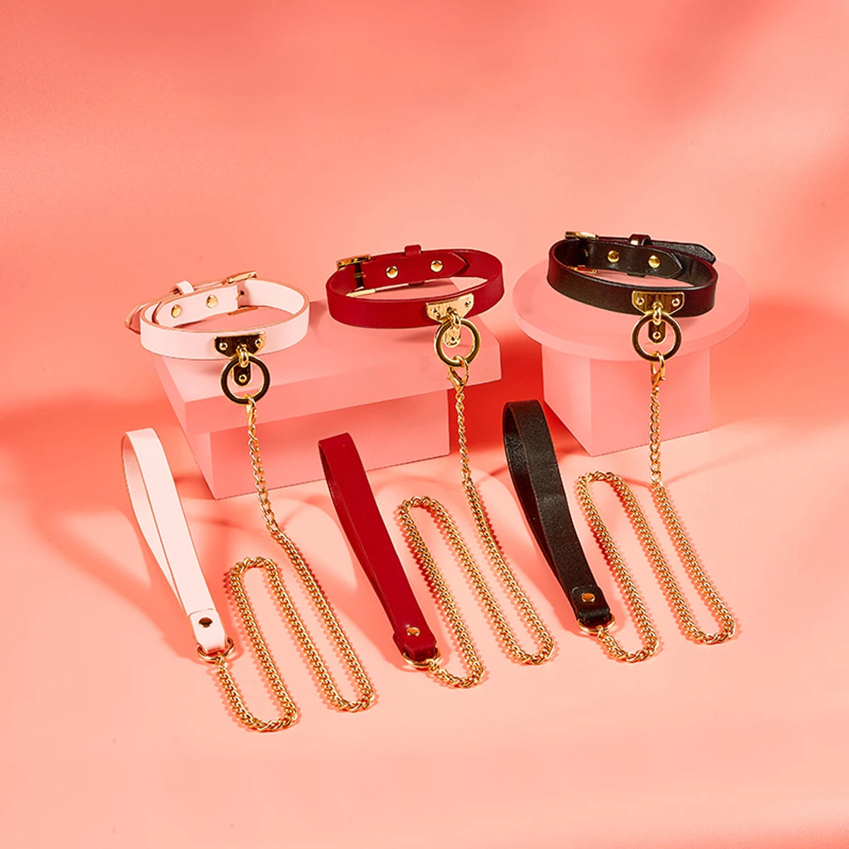 BDSM Collar with Chain Leash