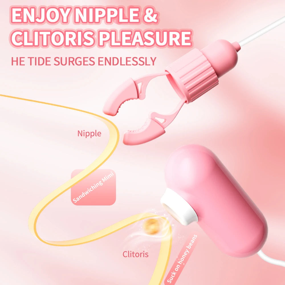Vibrating Nipple Clamps with Sucking & Tongue Licking