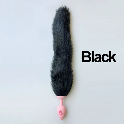 Silicone Paw Print Butt Plug with Fox Tail