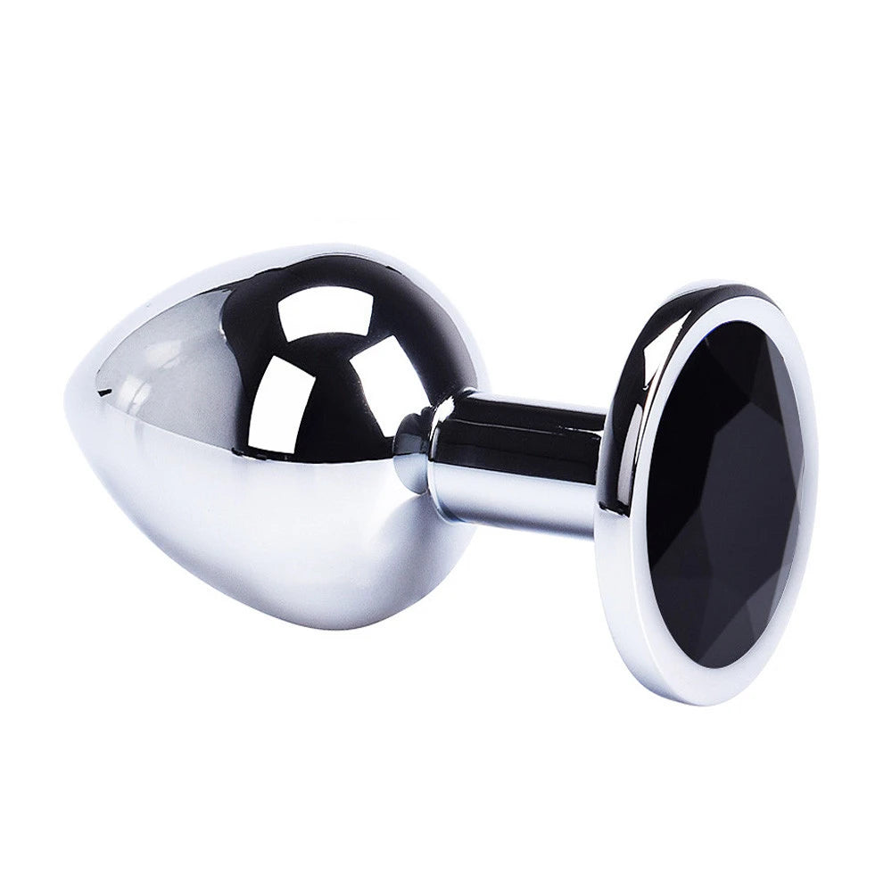 Metal Butt Plug With Colorful Crystal