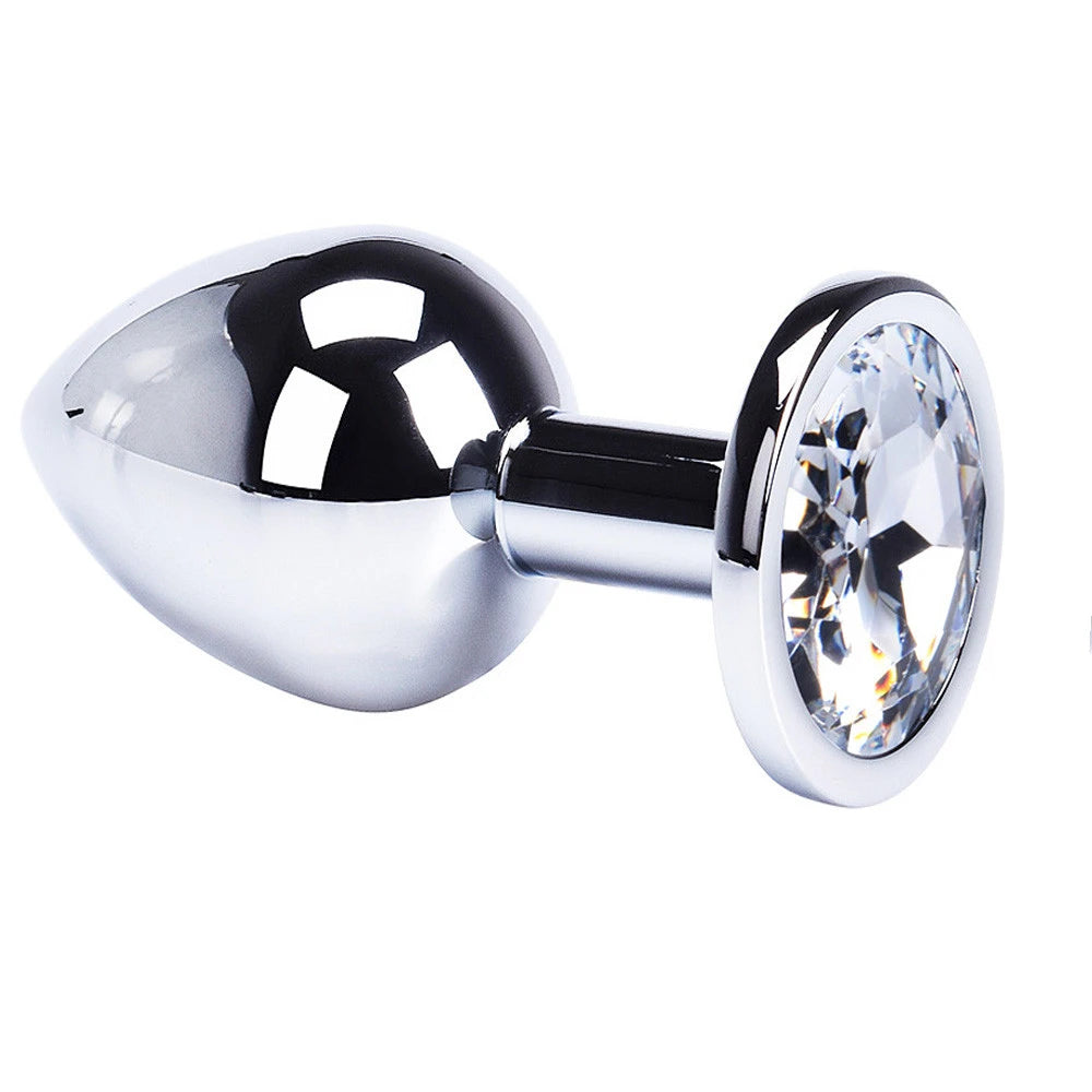 Metal Butt Plug With Colorful Crystal