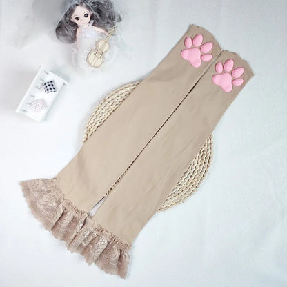 Kitty Paw Print Thigh High Socks