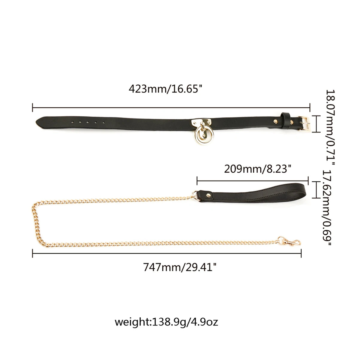 BDSM Collar with Chain Leash