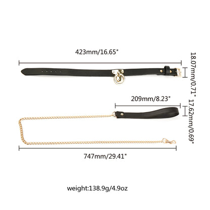 BDSM Collar with Chain Leash