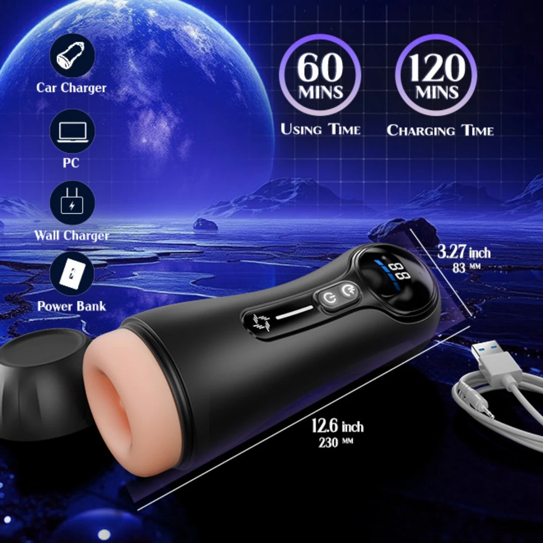 Automatic Male Masturbator with LCD Display - 4 Suction & 9 Vibration Modes