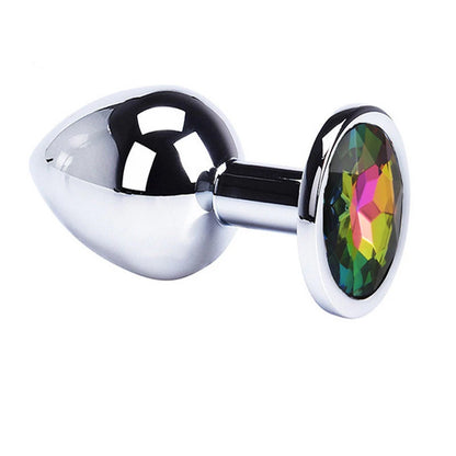 Metal Butt Plug With Colorful Crystal