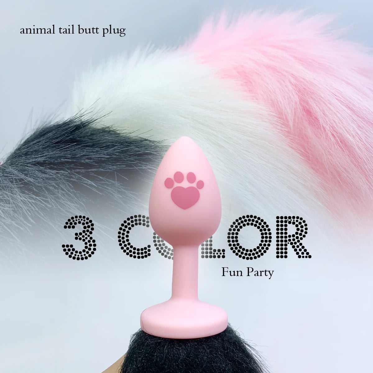 Silicone Paw Print Butt Plug with Fox Tail