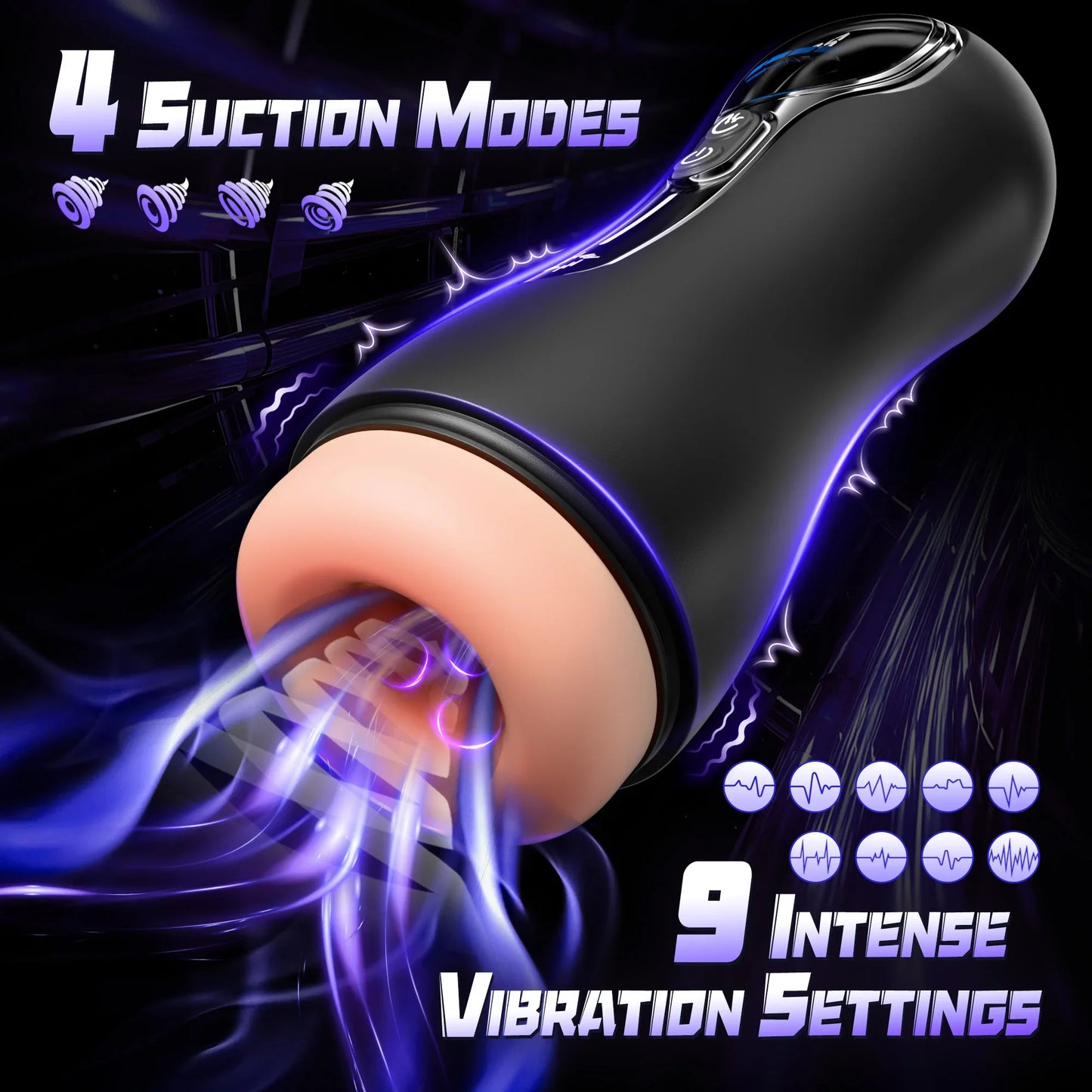 Automatic Male Masturbator with LCD Display - 4 Suction & 9 Vibration Modes