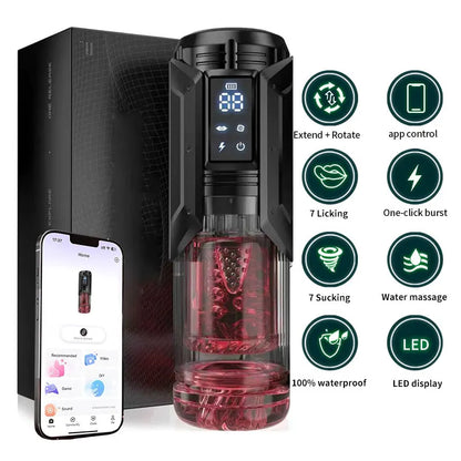 App-Controlled Sucking Rotating Licking Pocket Pussy with Ai Helper