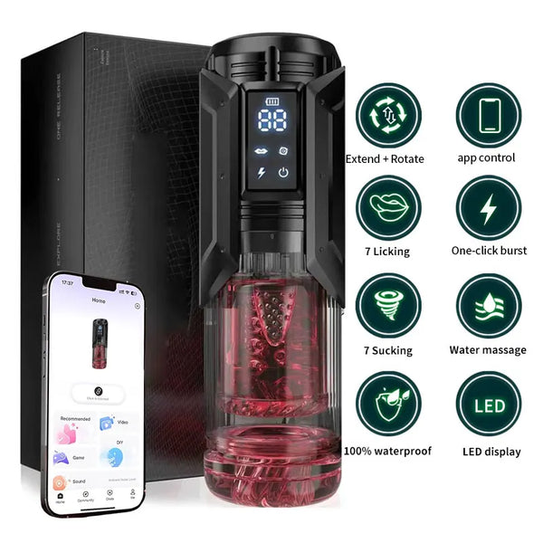 App-Controlled Sucking Rotating Licking Pocket Pussy with Ai Helper