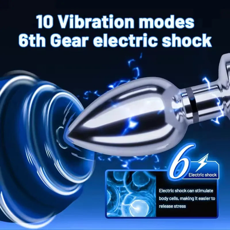 Metal Electric Shock Vibrating Anal Plug