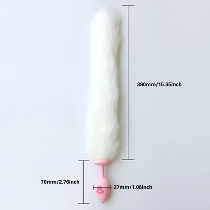 Silicone Paw Print Butt Plug with Fox Tail